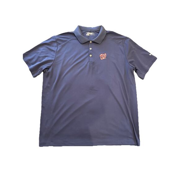 Washington Nationals Polo Shirt Mens XXL Blue Nike Golf Tour Performance Dri-Fit - Picture 2 of 12